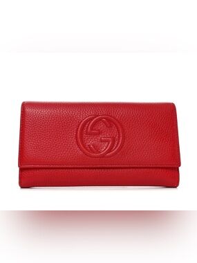Gucci Red Soho Continental Flap Wallet - Pebbled Calfskin